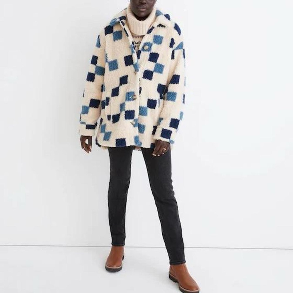 Madewell Sherpa checkered jacket